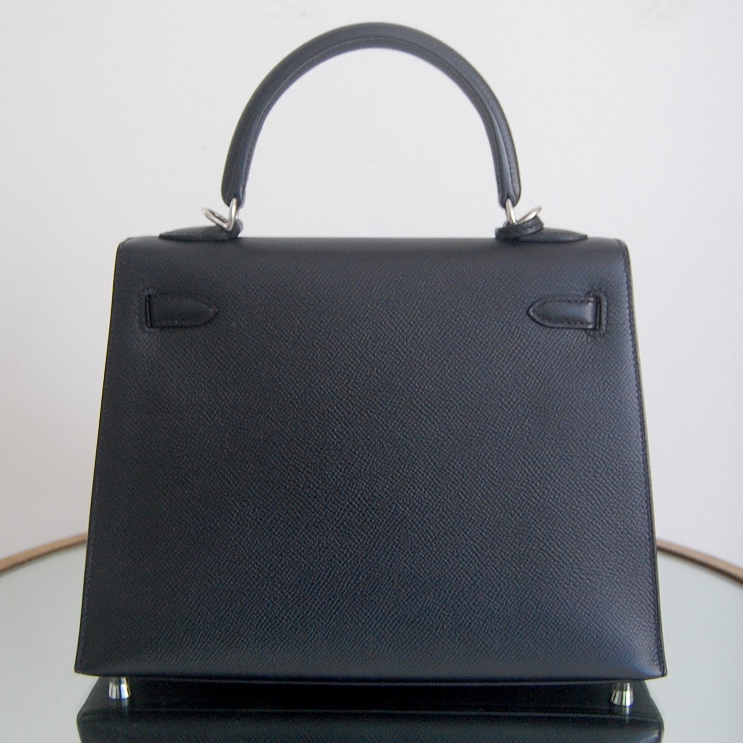 Hermes Kelly 25 Sellier Noir Epsom Palladium Hardware