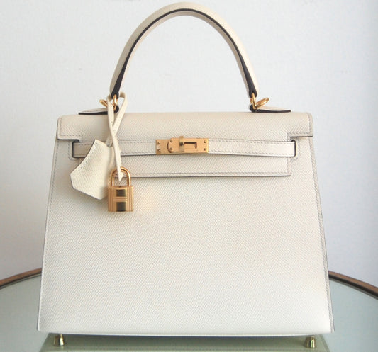 Hermes Kelly 25 Sellier Nata Epsom Gold Hardware