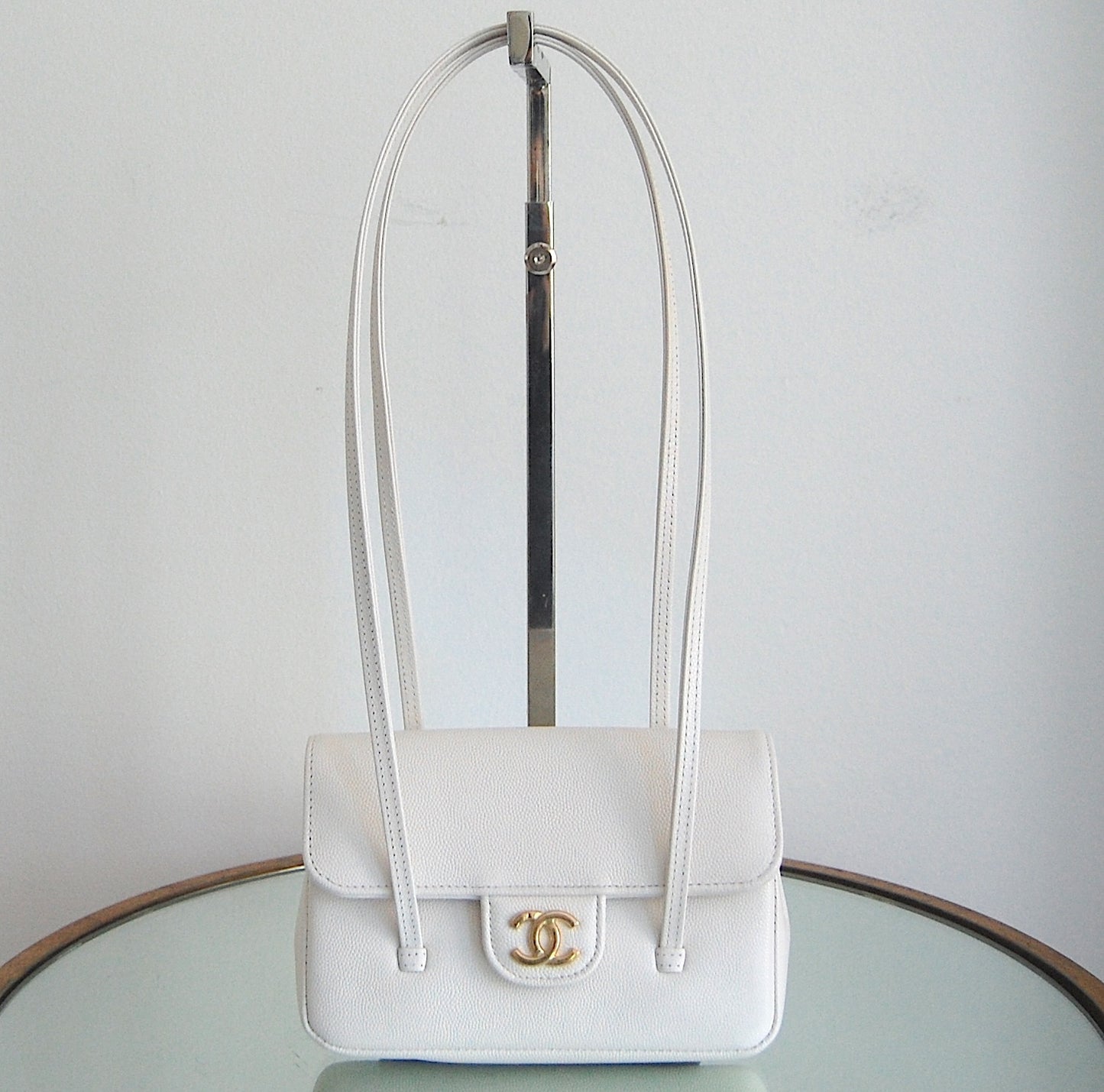 Chanel White Coco Preppy Mini Flap Gold Hardware