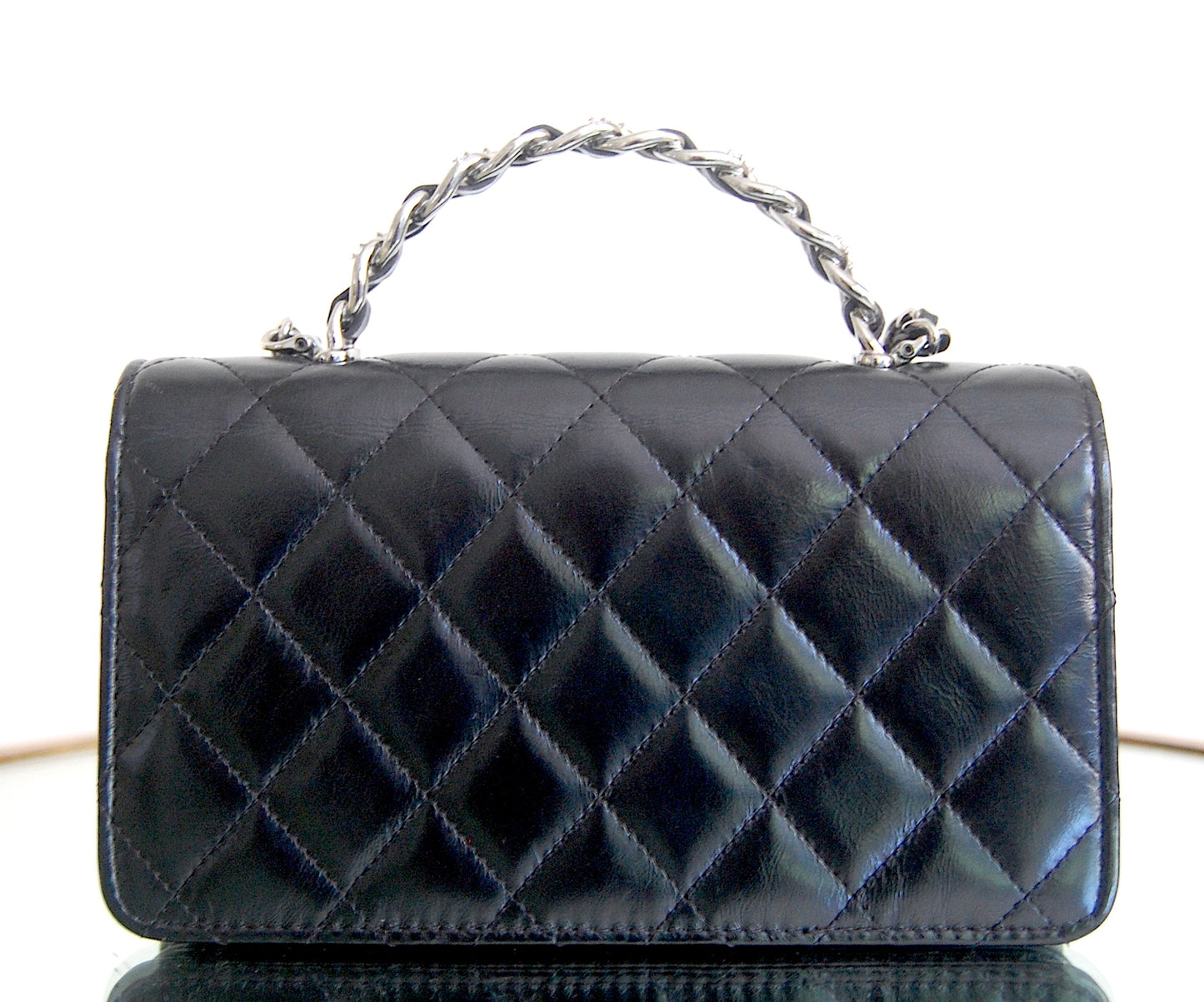 Chanel Black Strass Top Handle Wallet on Chain WOC