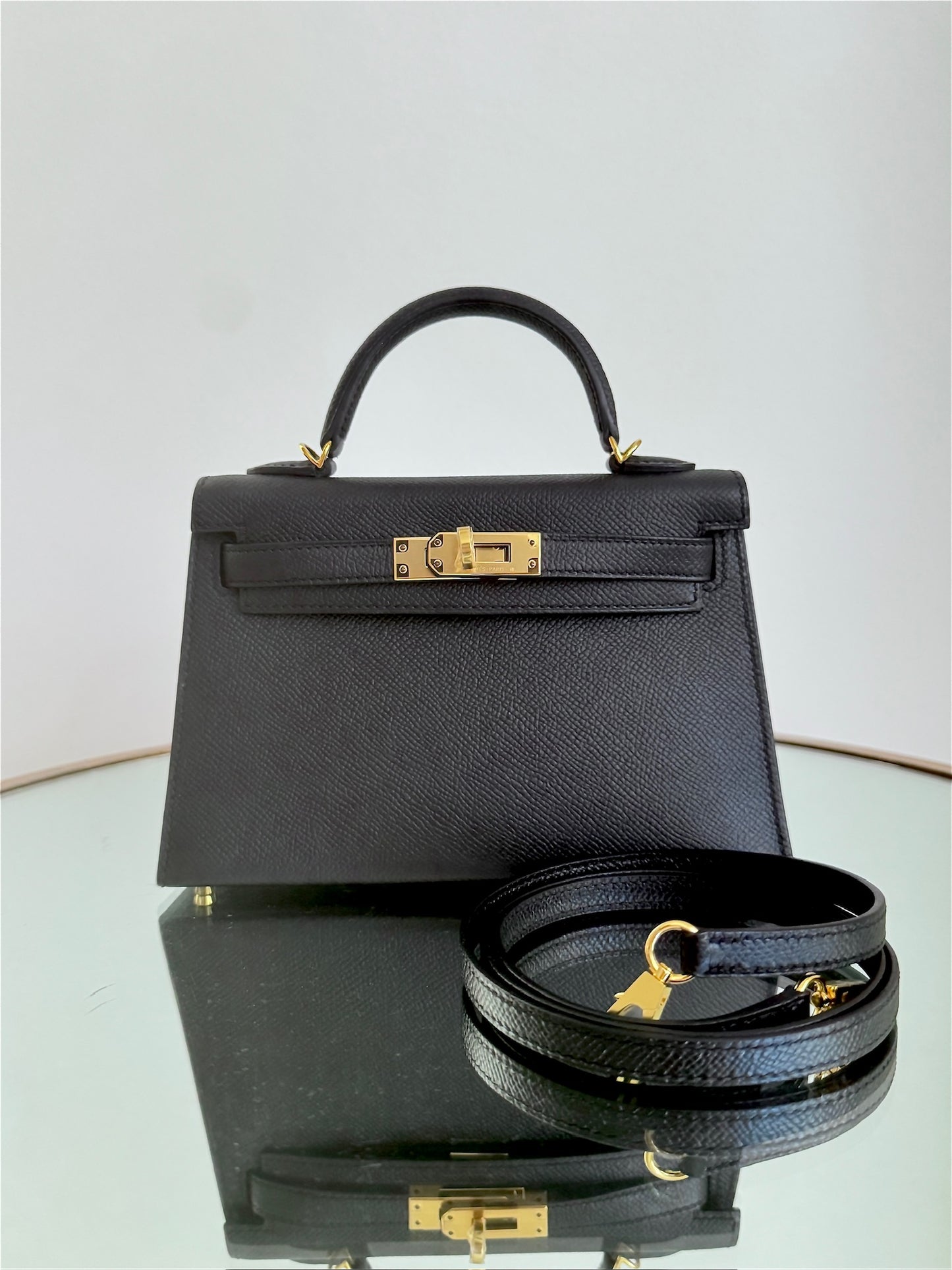 Hermes Mini Kelly 20 Black Gold Hardware