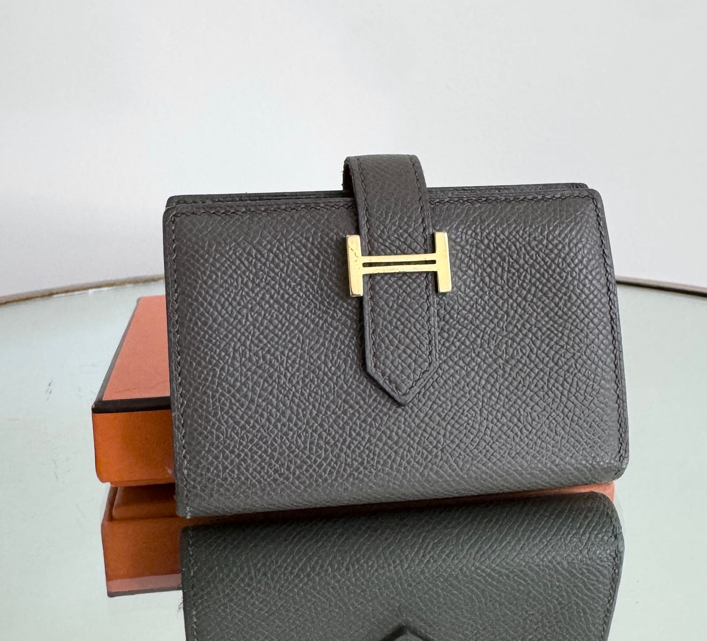 Hermes Bearn Card Holder Wallet Etain Epsom